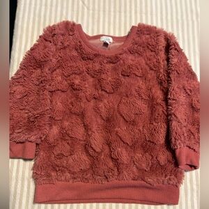 Little Lass Fuzzy Mauve Pink 24M Sweater with hearts